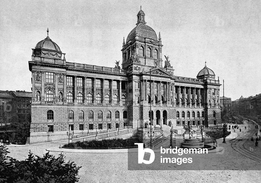 The Bohemian National Museum in Prague (b/w photo)