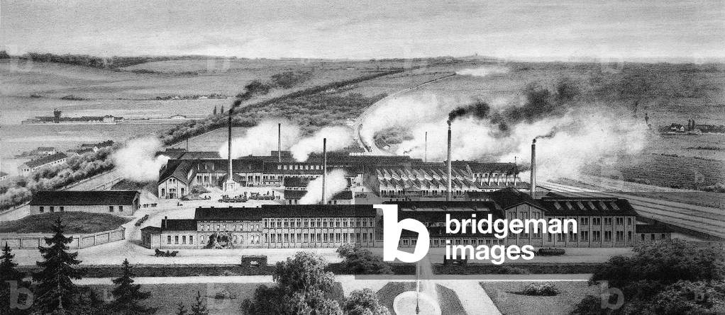 Locomotive plant in Elbing, East Prussia, 1880 (b/w photo)