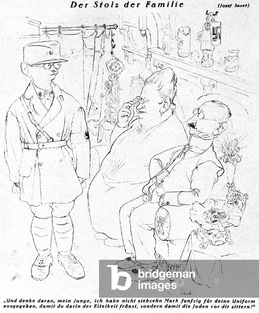 Caricature of the entry of National Socialism into civil society, around 1931
