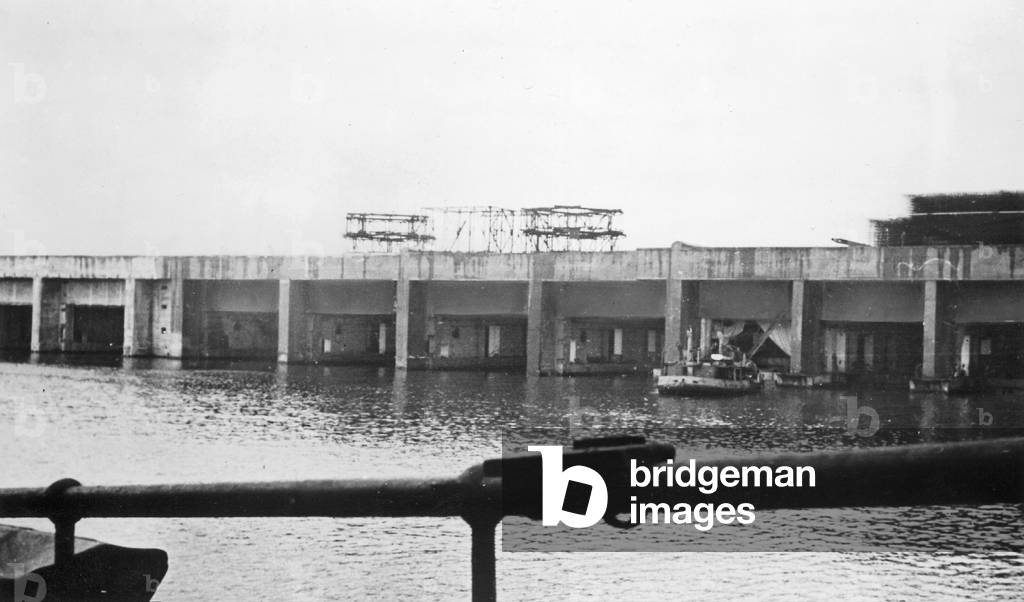 German submarine bunker in France, 1942 (b/w photo)