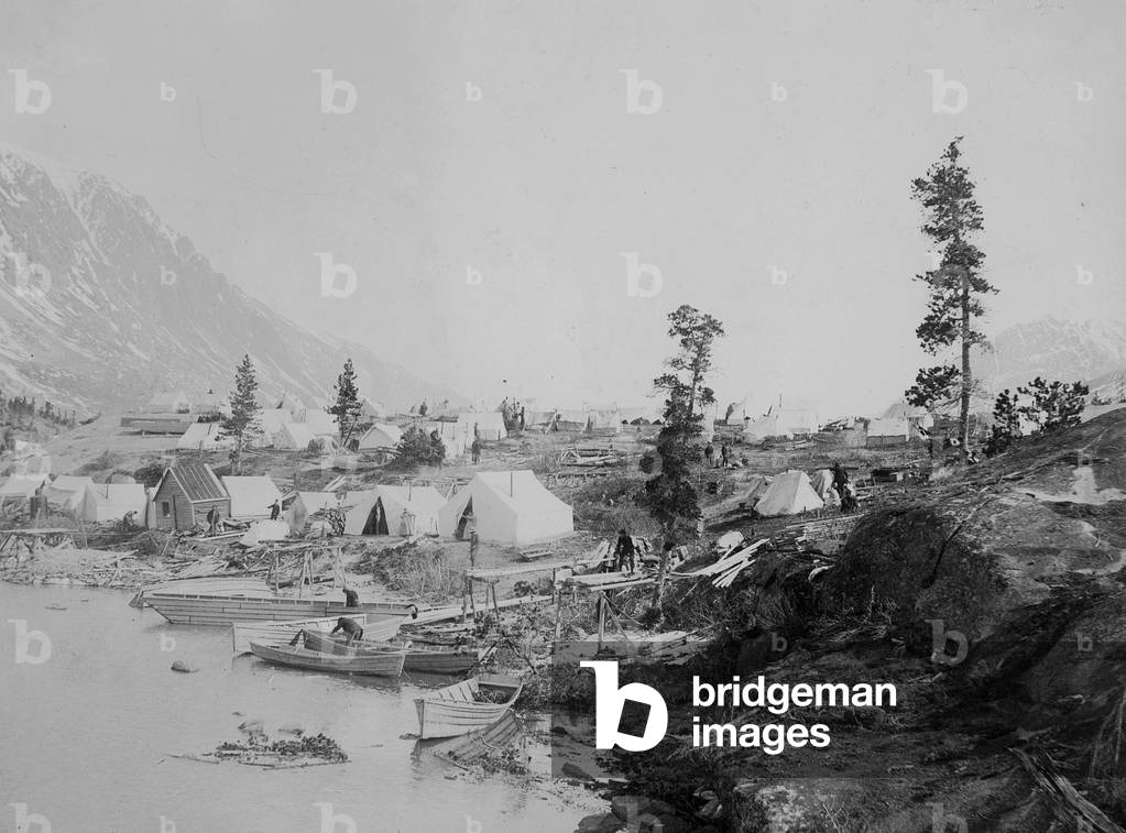 Gold diggers in Alaska (b/w photo)