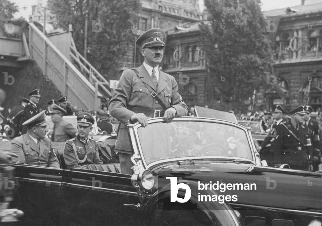Martin Bormann, Rudolf Schmundt, Adolf Hitler, 1938 (b/w photo)