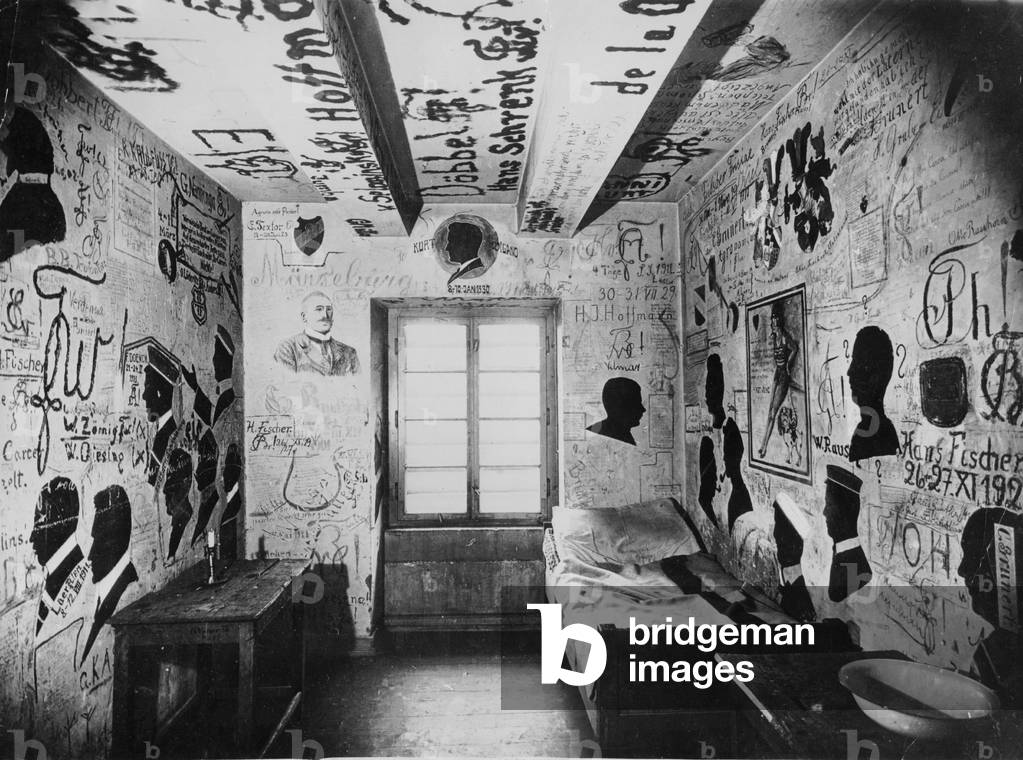 Detention room of Georg August University in Goettingen. (b/w photo)