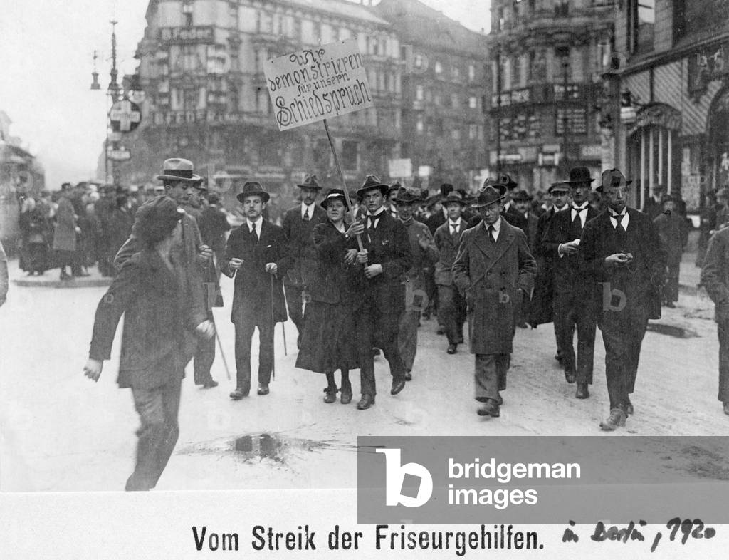 Striking hairdresser's assistants in Berlin, 1920