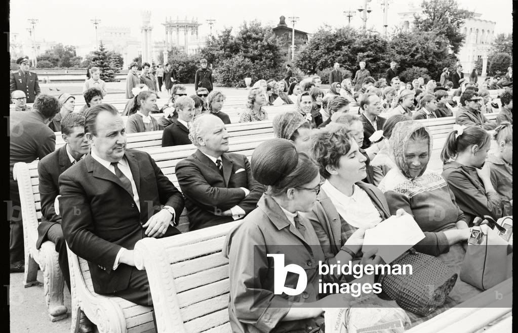 The party leadership of the FDP in Moscow at the invitation of the Kremlin, 1969 (b/w photo)