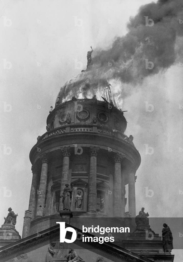 French Cathedral after an American air attack, 1944 (b/w photo)