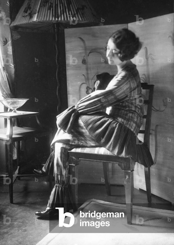 A woman in pajamas, 1935 (b/w photo)