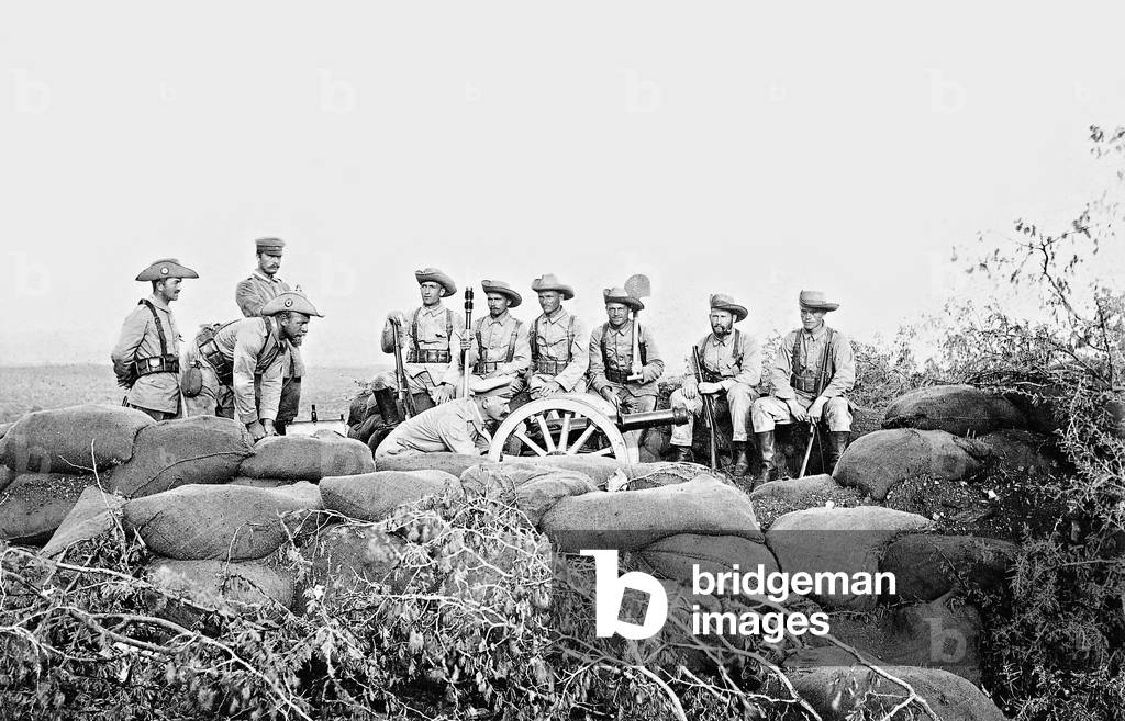 Soldiers of the protection force during the Herero uprising in German South West Africa (b/w photo)