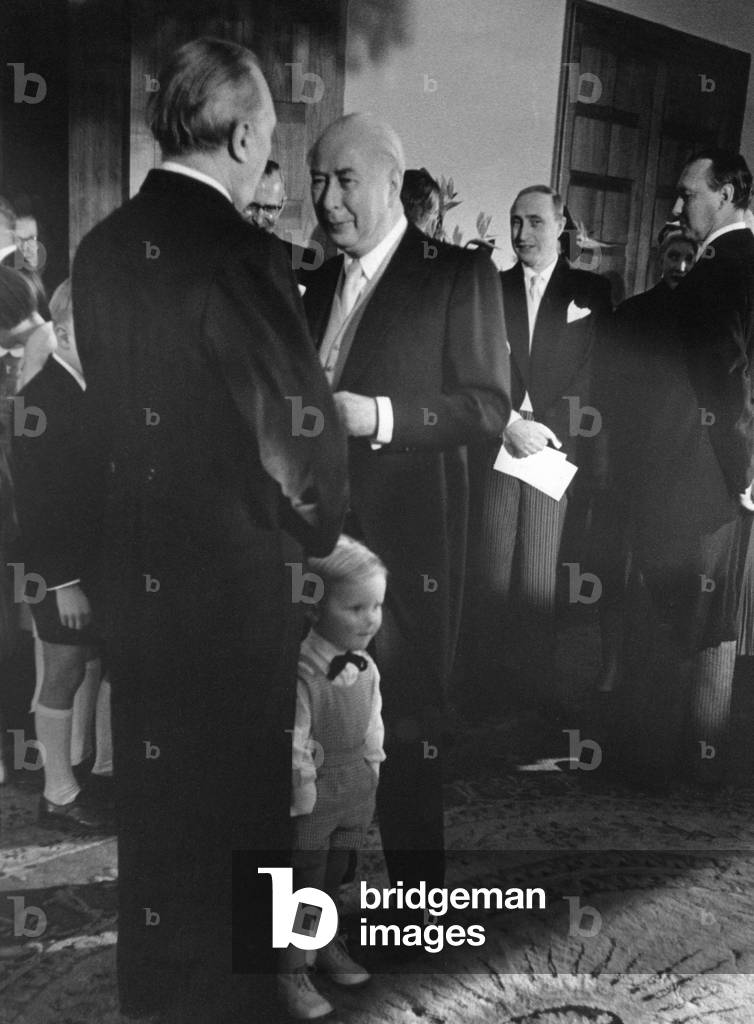 Theodor Heuss at his 80. birthday, 1956 (b/w photo)