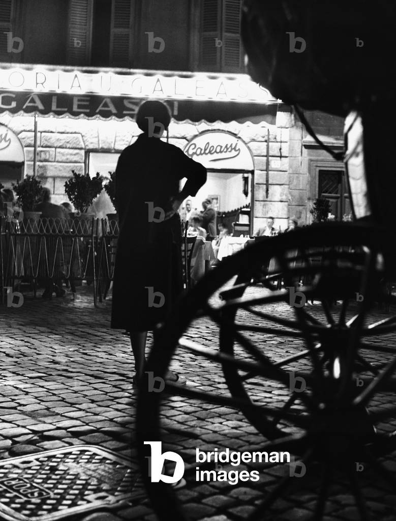 A trattoria in Trastevere, 1969 (b/w photo)