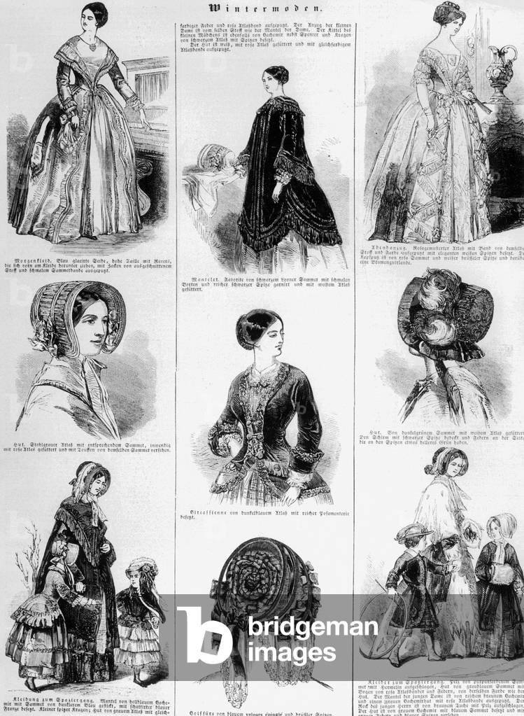 Women's fashion, 1848 (b/w photo)