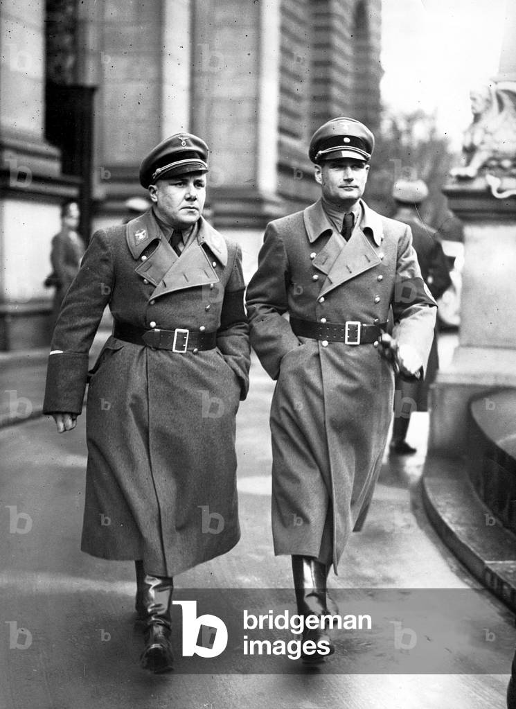 Rudolf Hess and Martin Bormann at the Reich Executive Conference in Berlin, 1935 (b/w photo)