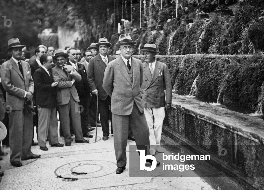 Heinrich Bruening and Benito Mussolini in Rome, 1931 (b/w photo)