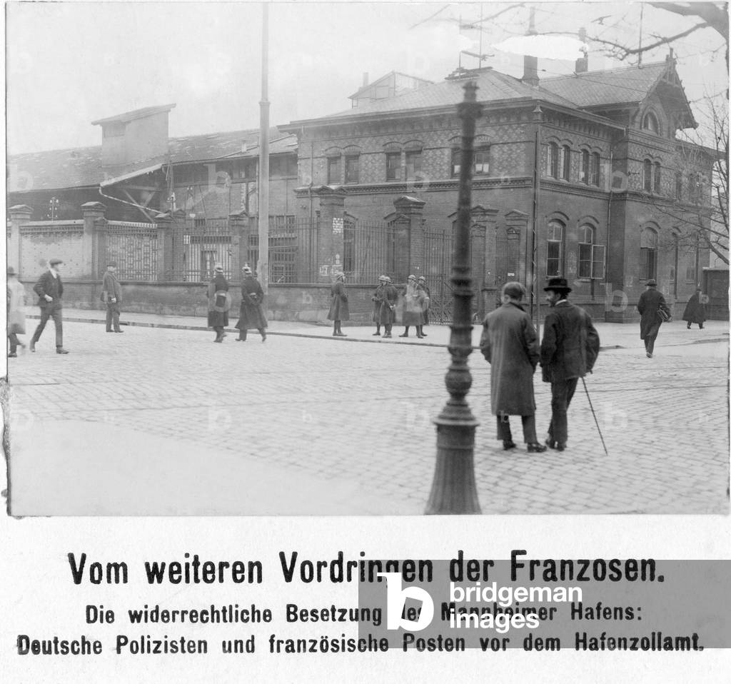View of the French-occupied harbor customs office in Mannheim, 1920s