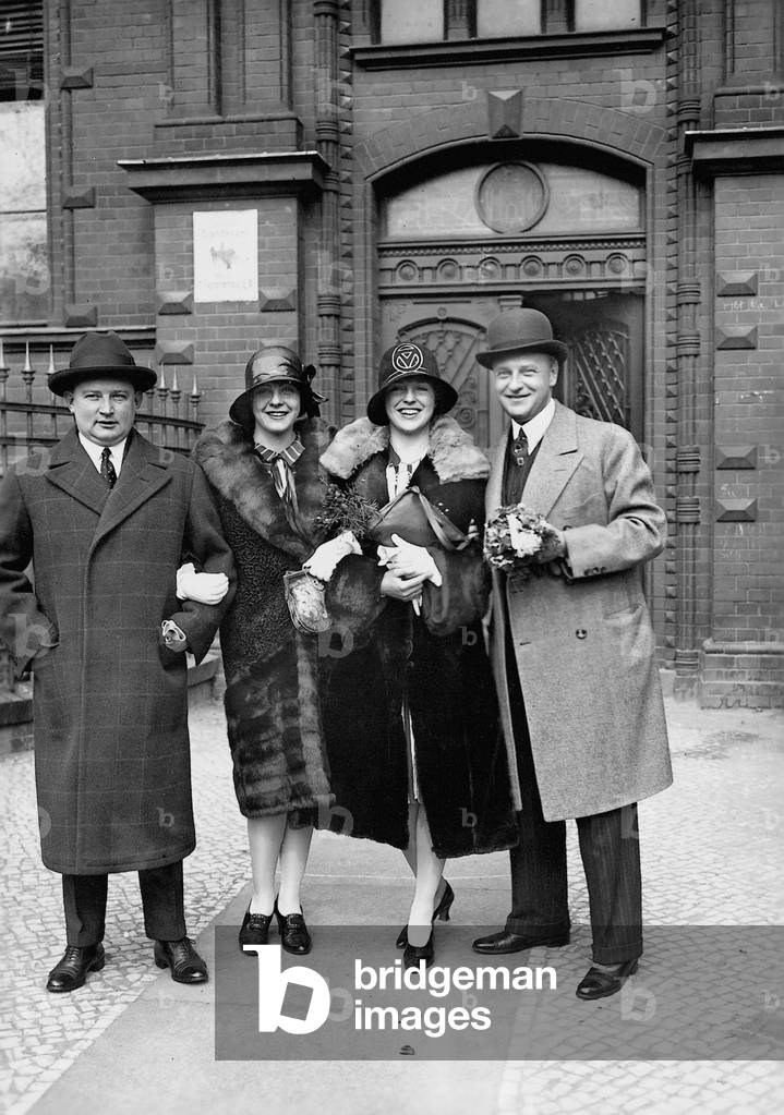 Wedding of Harry Liedke and Christa Tordy, 1928 (b/w photo)