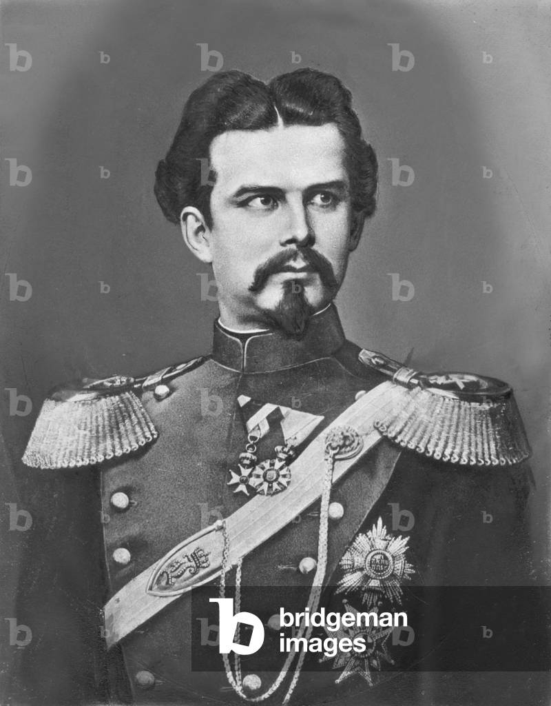 King Ludwig II. of Bavaria (b/w photo)
