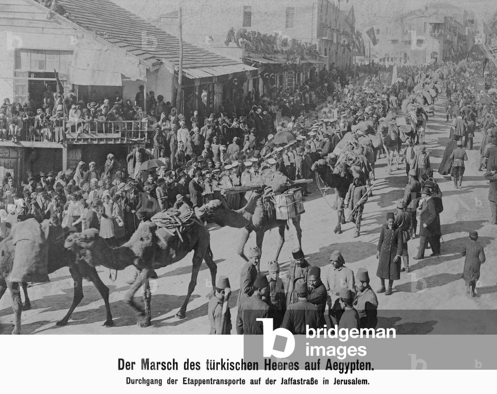 Ottoman transport division in Jerusalem, 1915 (b/w photo)