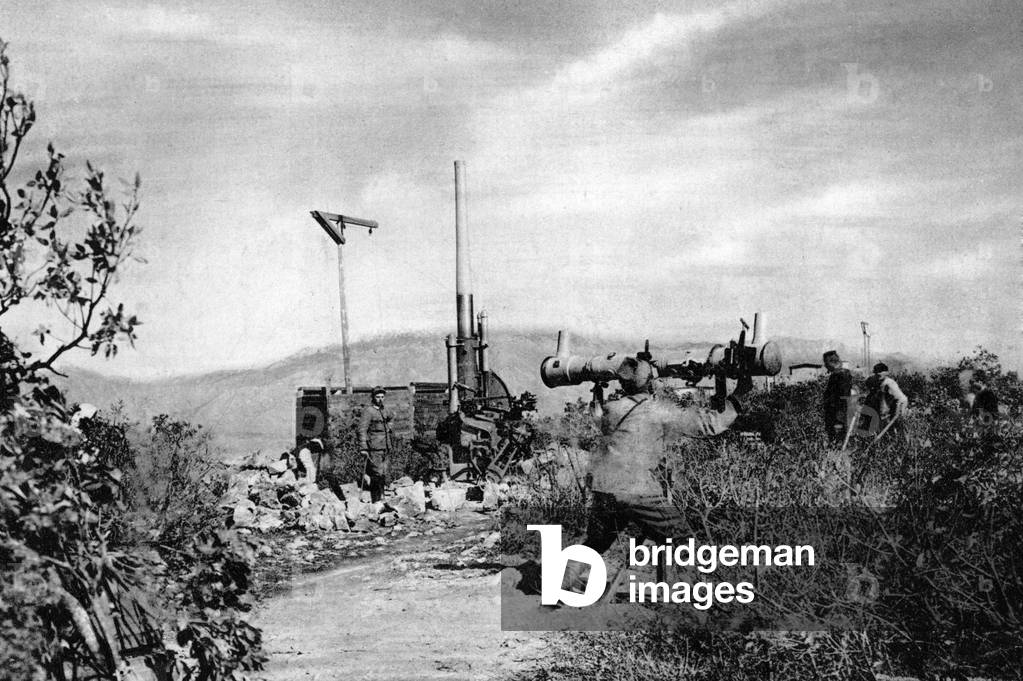 Austrian flak emplacement, 1918  (b/w photo)