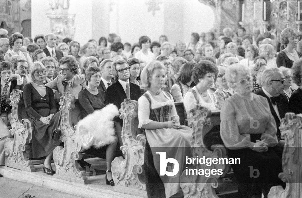 The wedding of Hans-Jürgen Bäumler, 1974 (b/w photo)