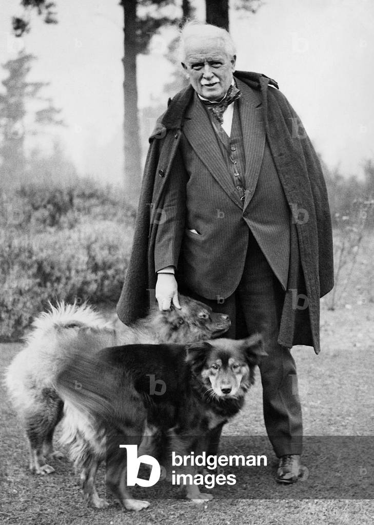 David Lloyd George with his dogs, 1932 (b/w photo)