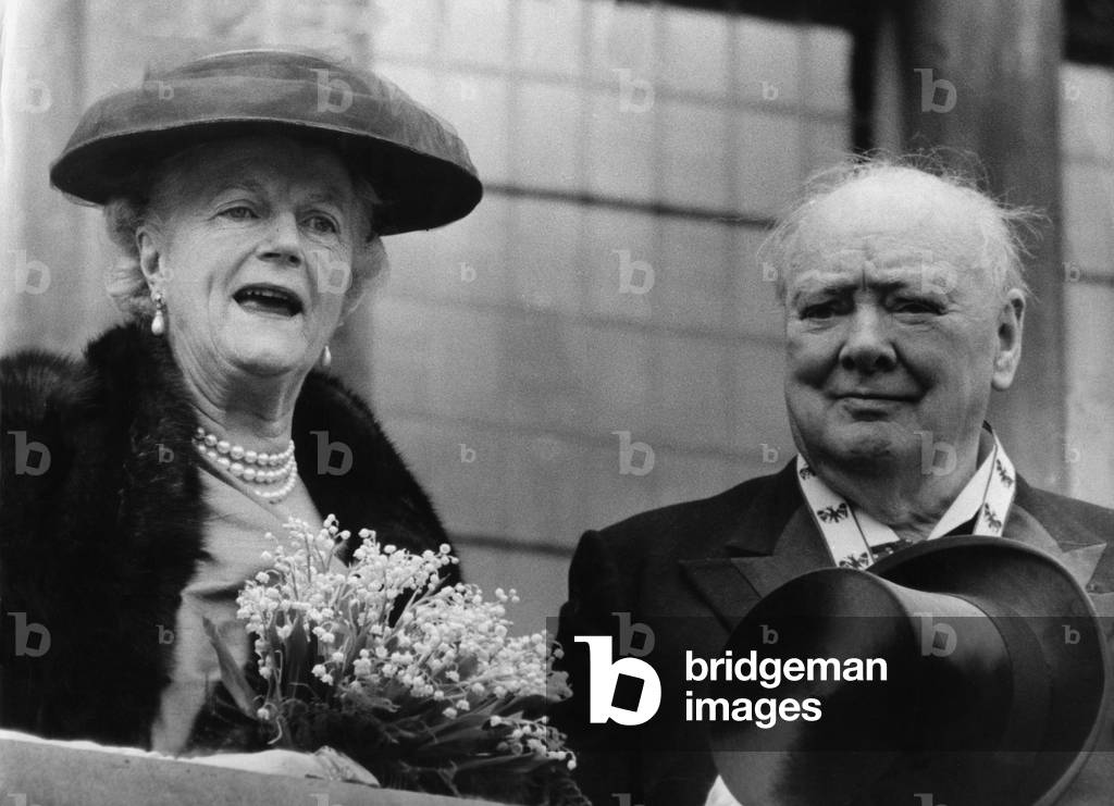 Winston Churchill at the awarding of the Charlemagne Prize in Aachen, 1956 (b/w photo)