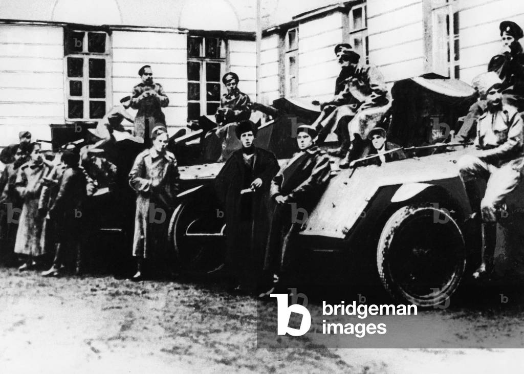 Tank in the courtyard of the Smolny Institute, 1917