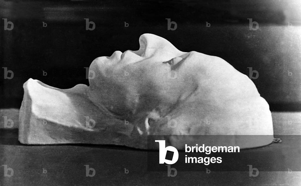 The death mask of Frederic Chopin (b/w photo)