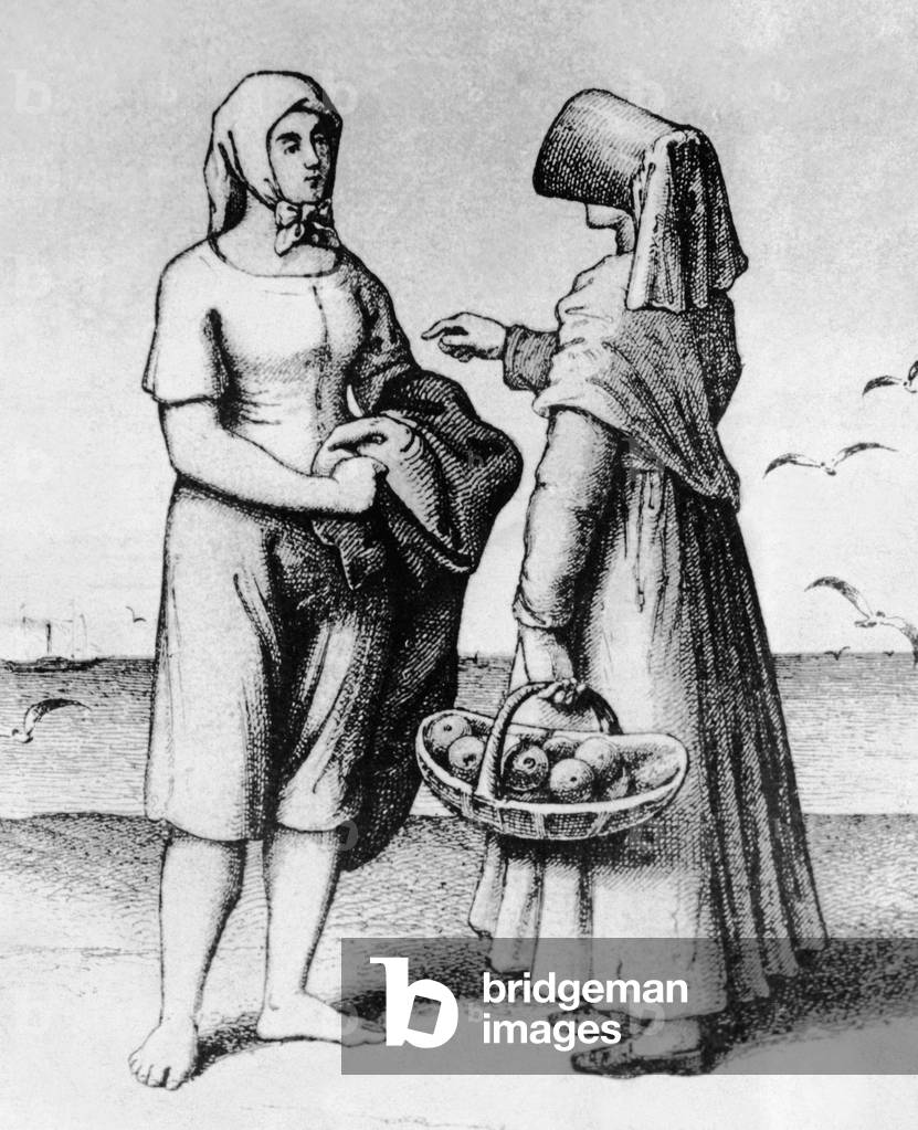 Beach fashion, around 1850