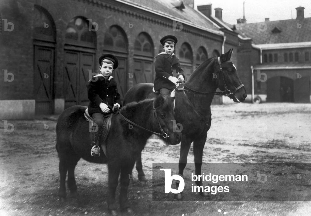 Prince Sigward and Prince Gustav Adolf of Sweden, 1912 (b/w photo)