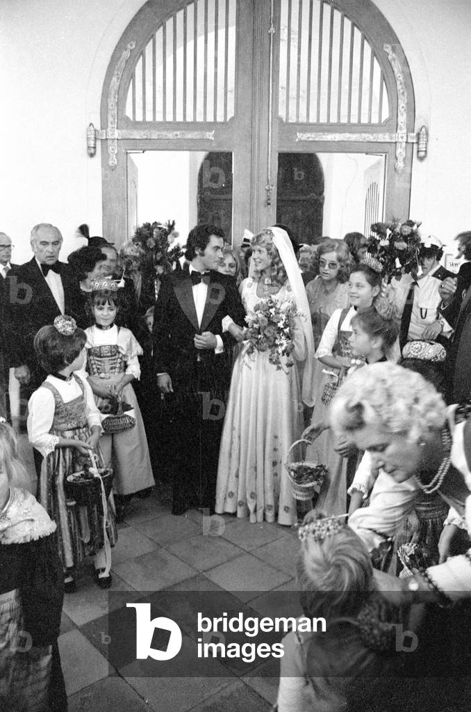 The wedding of Hans-Jürgen Bäumler, 1974 (b/w photo)