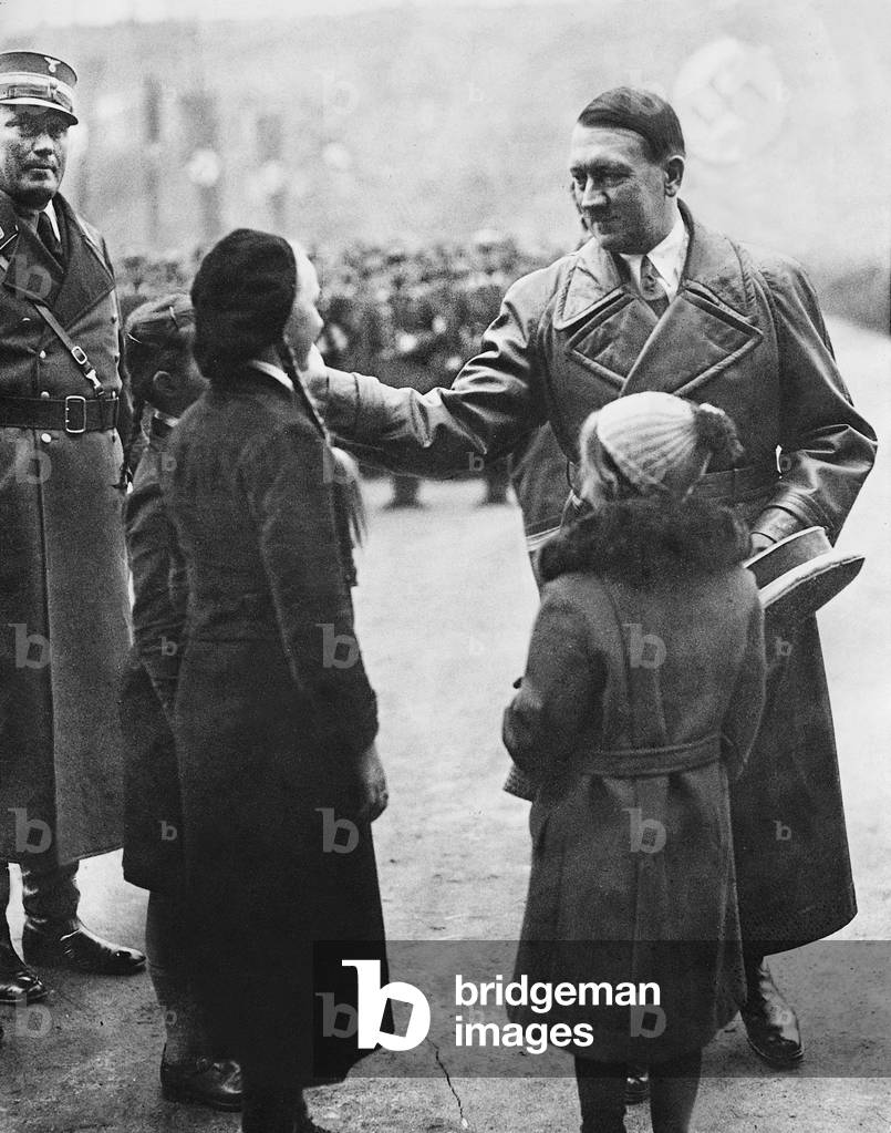 Adolf Hitler with children, 1936 (b/w photo)