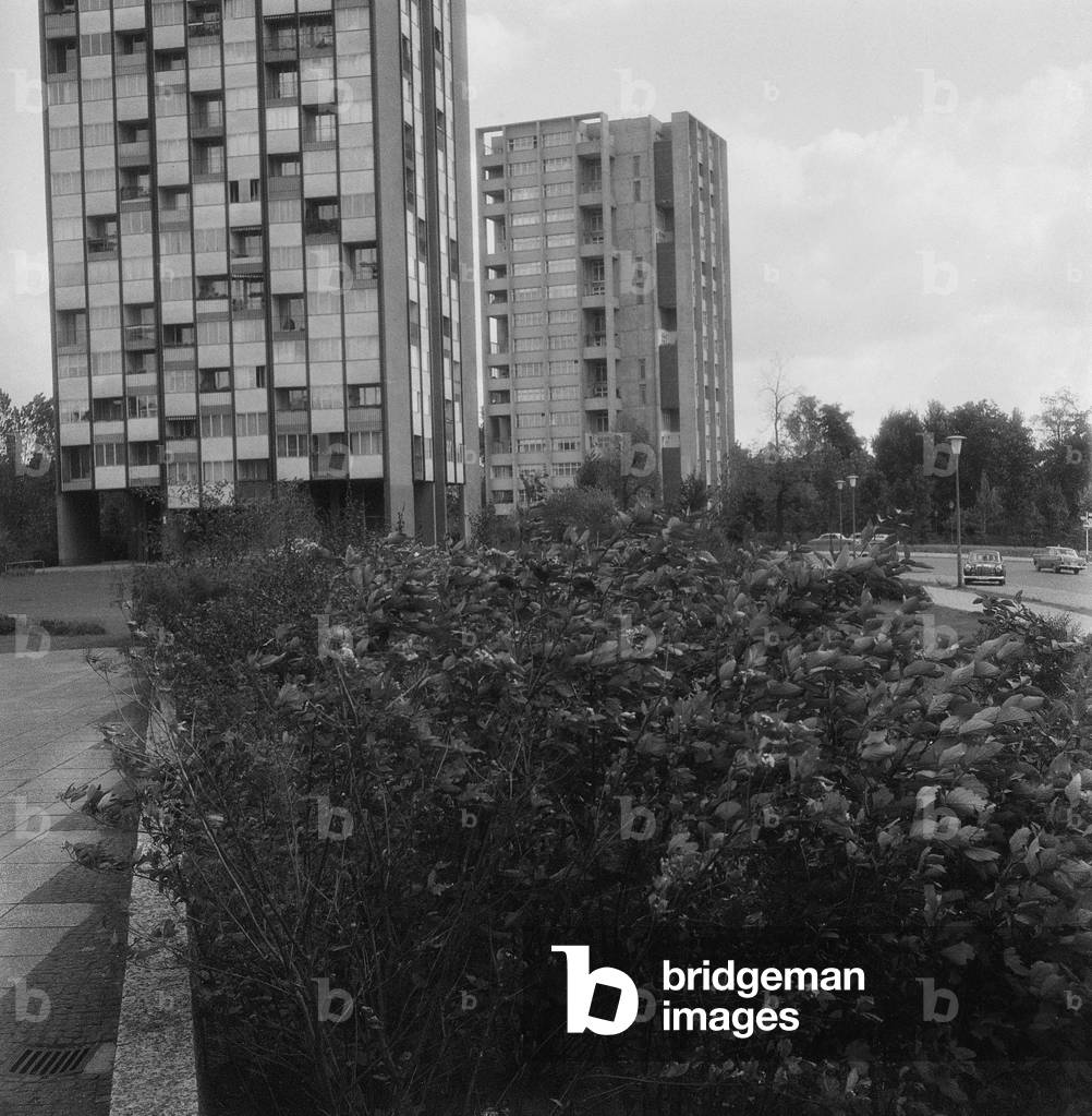 Buildings in the Hansaviertel of Berlin, 1964 (b/w photo)