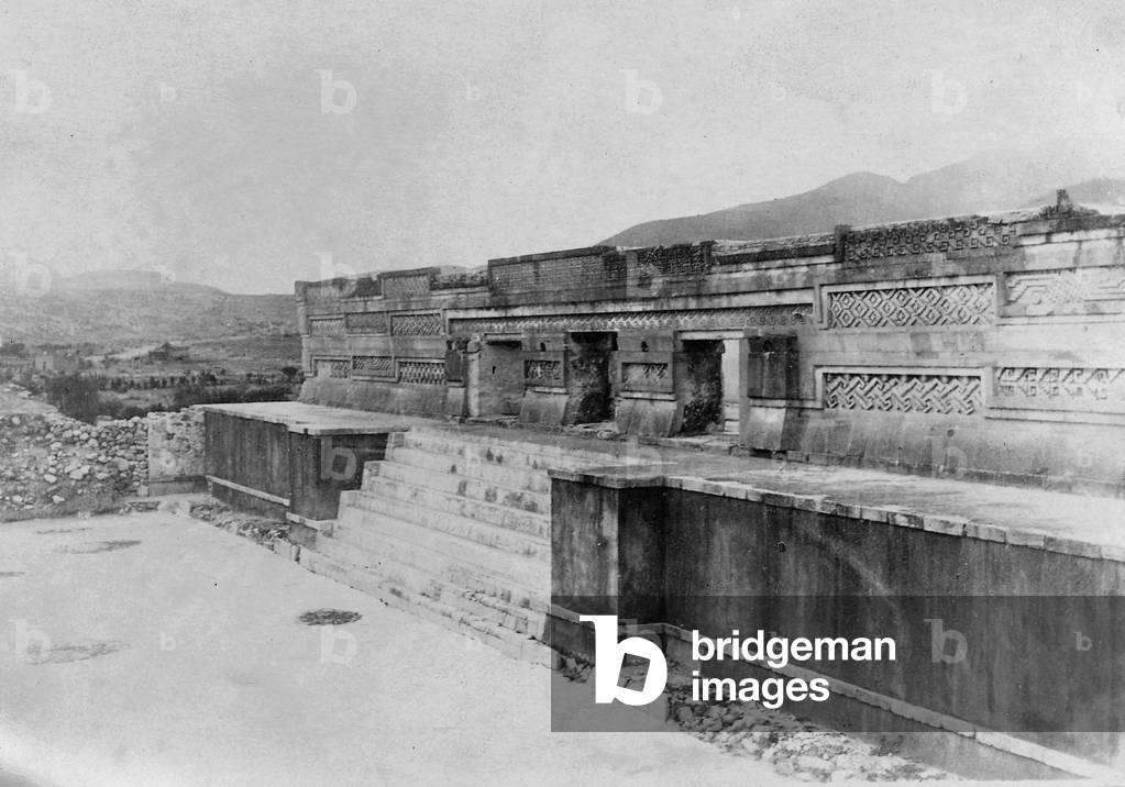 Zapotec ruins at Mitla (b/w photo)