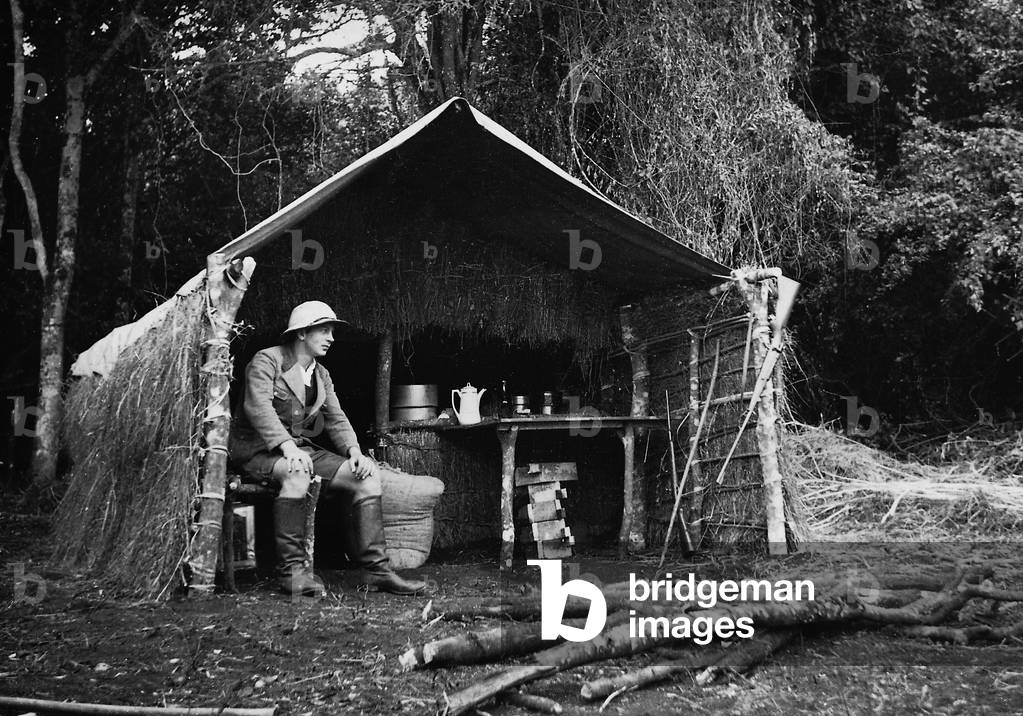German traveler in Tanzania, 1938 (b/w photo)