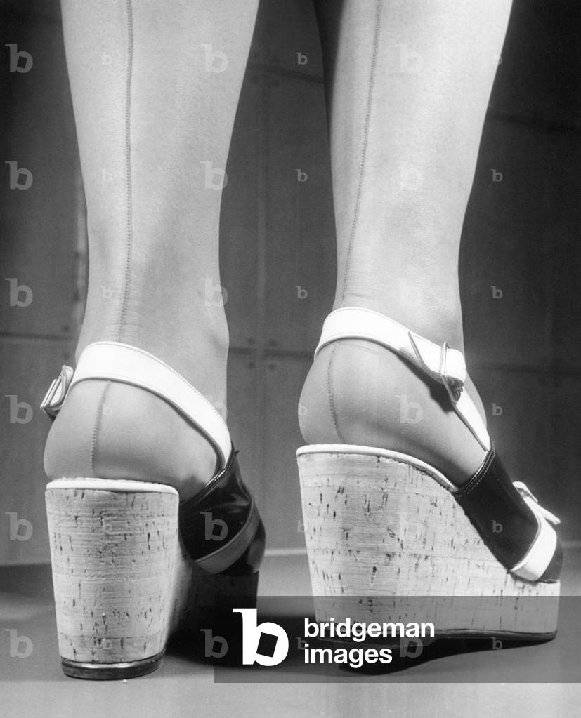 Platform shoes and stockings, 1940s (b/w photo)