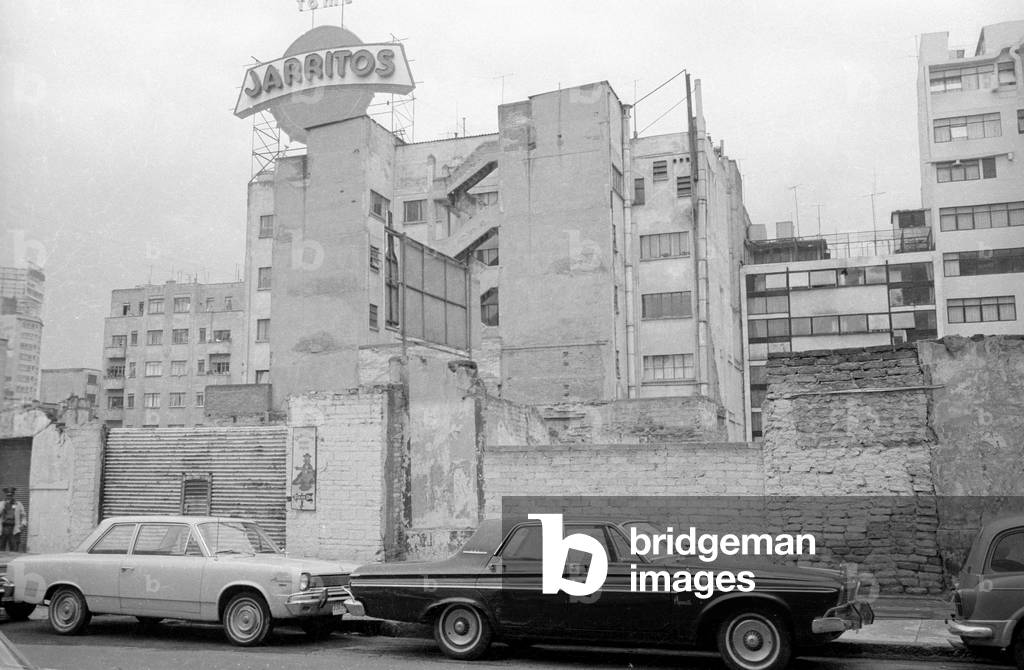 Residential and commercial buildings in Mexico City, 1970 (b/w photo)