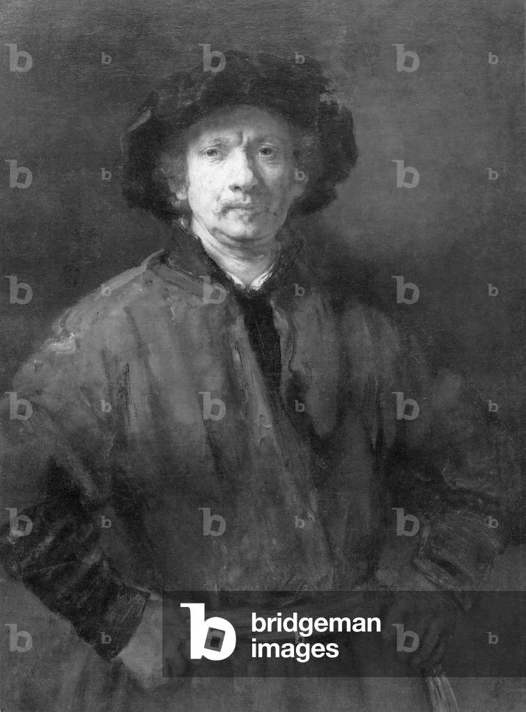 Self-Portrait of Rembrandt van Rijn (b/w photo)