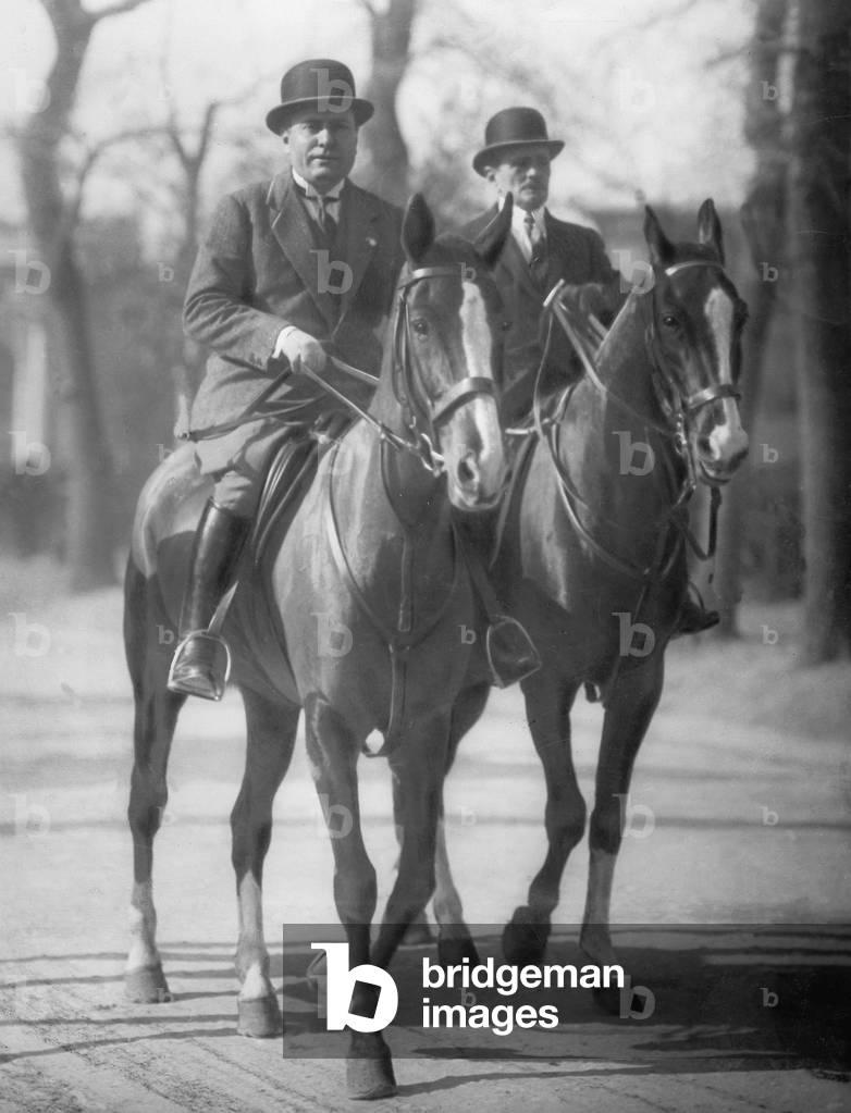 Mussolini riding a horse , 1930 (b/w photo)