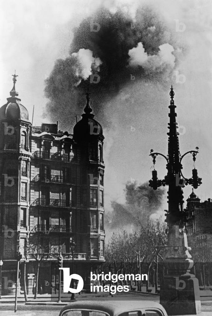 Plaza de Catalunya in Barcelona after a bomb attack, 1938