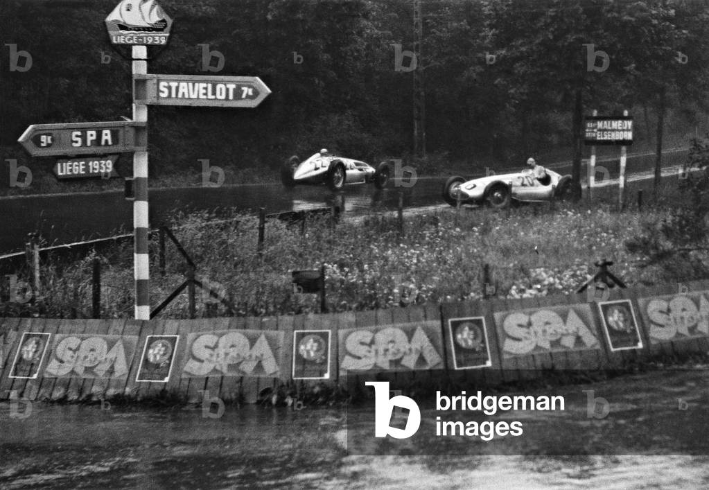 Hermann Lang and Rudolf Caracciola, 1939 (b/w photo)
