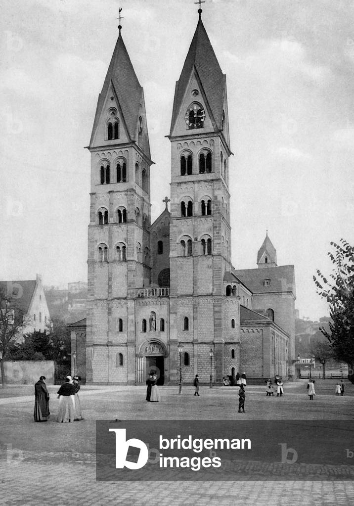 St. Kastor church in Koblenz, 1929 (b/w photo)