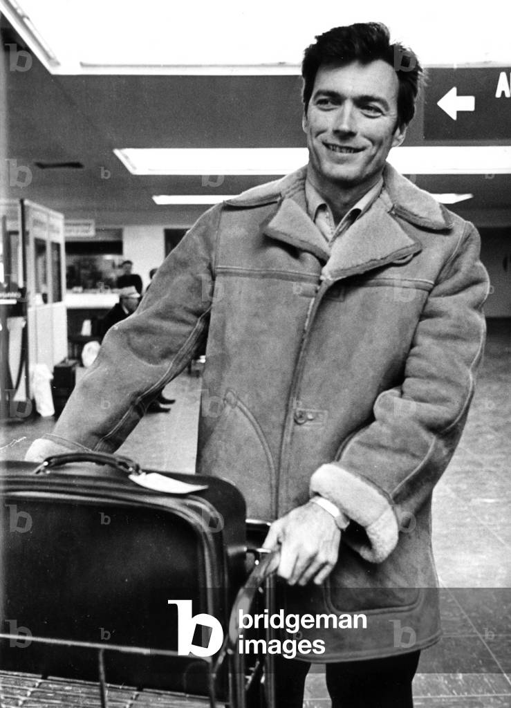 Clint Eastwood at Munich-Riem airport, 1968 (b/w photo)