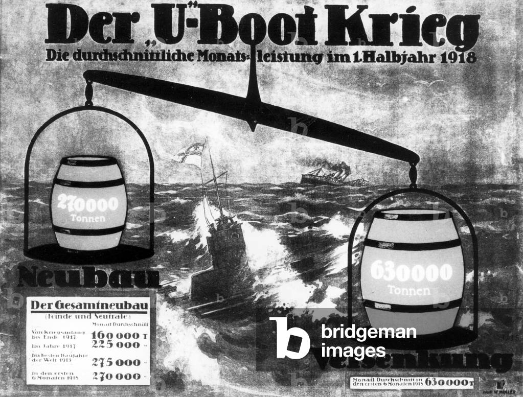 Unrestricted submarine warfare in the First World War (b/w photo)