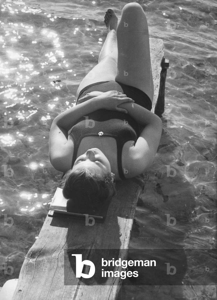 Bathers on a lake, 1943 (b/w photo)