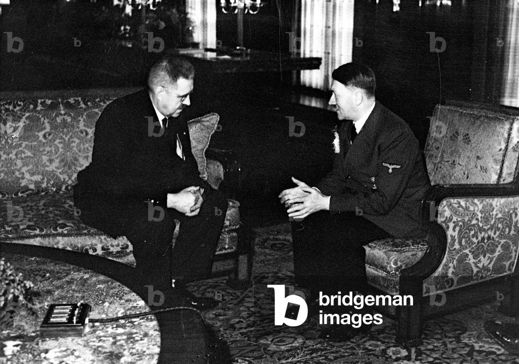 Hitler with the Finnish Foreign Minister Witting (b/w photo)