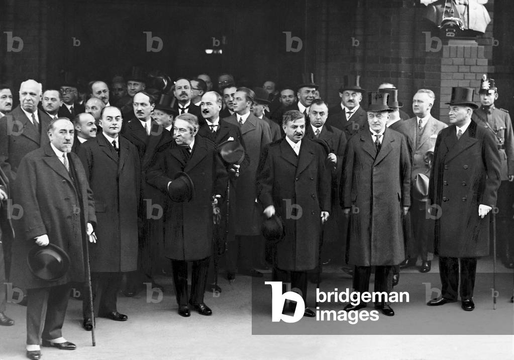 Julius Curtius, Heinrich Bruening, Pierre Laval and Aristide Briand during a state visit, 1931 (b/w photo)