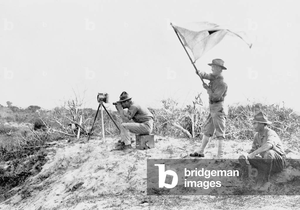 American field signal station in Mexico, 1914 (b/w photo)