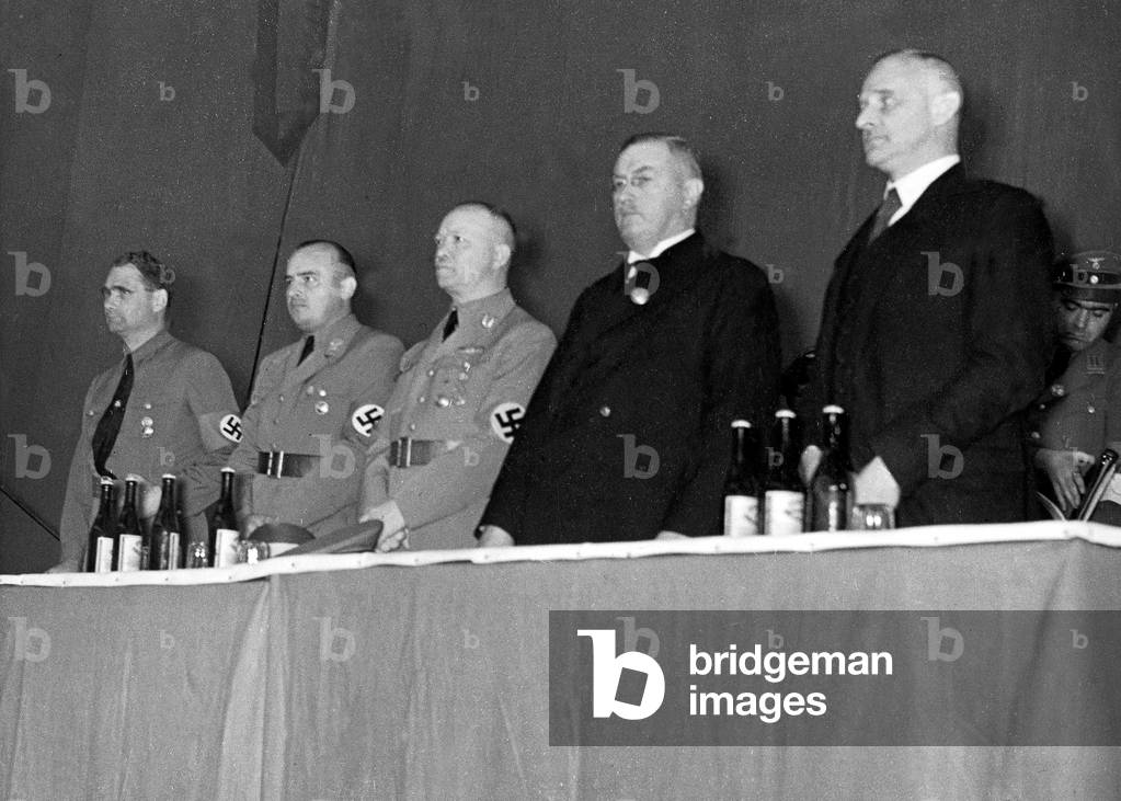 Rudolf Hess, Hans Frank Mutschmann, Franz Guertner, Carl Goerdeler the German Jurists Congress 1936 (b/w photo)
