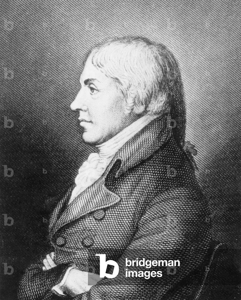 Profile portrait of Edward Jenner (b/w photo)