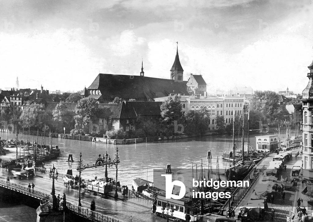 Cathedral island in Koenigsberg. (b/w photo)